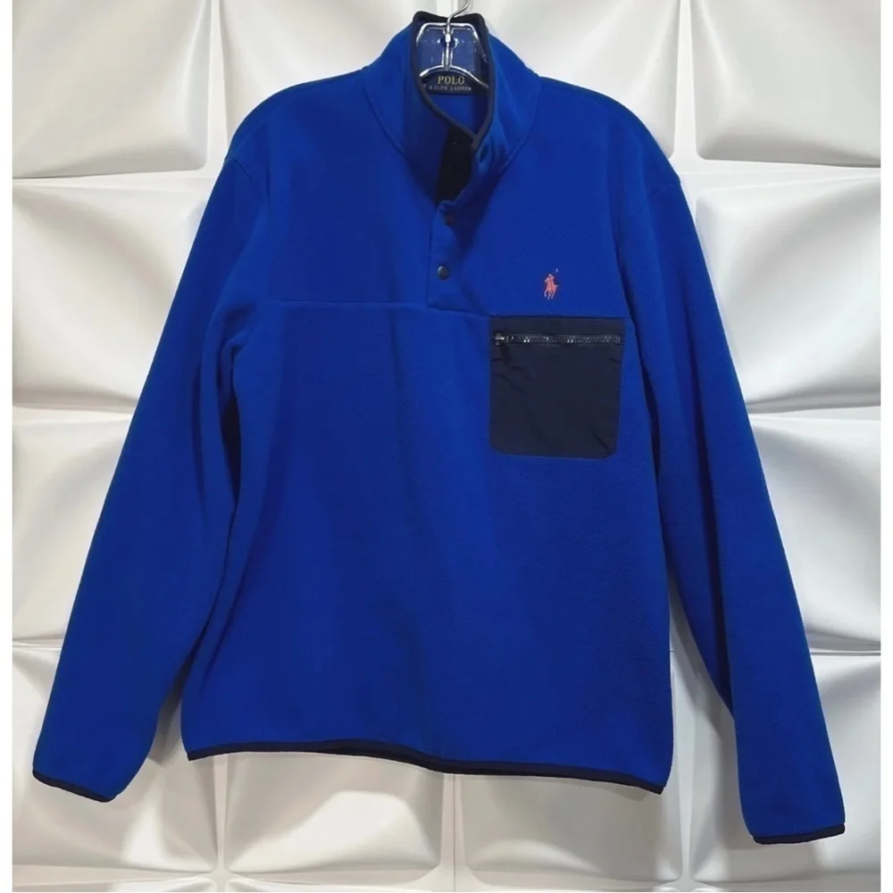 POLO Ralph Lauren Mens Sz M Poly Fleece Knit Pullover Jacket Shirt